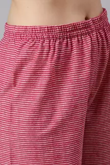 Pink Printed Cotton Kurta Palazzo With Dupatta Set