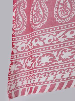 Pink Printed Cotton Kurta Palazzo With Dupatta Set 4