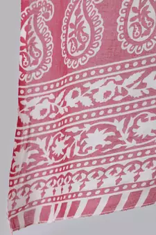 Pink Printed Cotton Kurta Palazzo With Dupatta Set