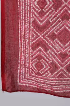Red Printed Cotton Kurta Palazzo With Dupatta Set