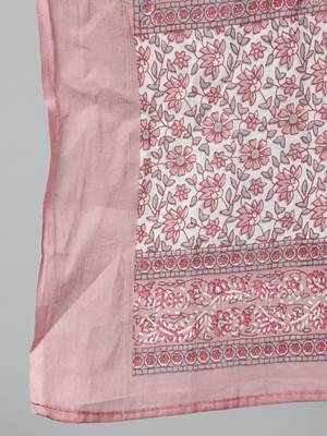 Pink Printed Cotton Kurta Palazzo With Dupatta Set 4