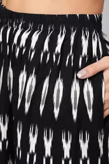 Black Printed Cotton Kurta Palazzo With Dupatta Set