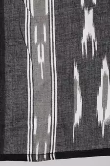 Black Printed Cotton Kurta Palazzo With Dupatta Set