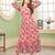 Peach printed georgette long-dresses