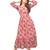 Peach printed georgette long-dresses