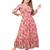 Peach printed georgette long-dresses
