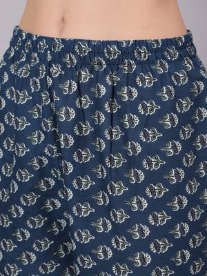 Green Printed Cotton Kurta Palazzo With Dupatta Set 3