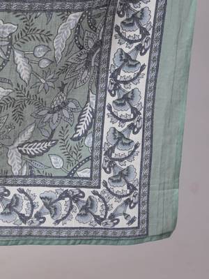Green Printed Cotton Kurta Palazzo With Dupatta Set 4