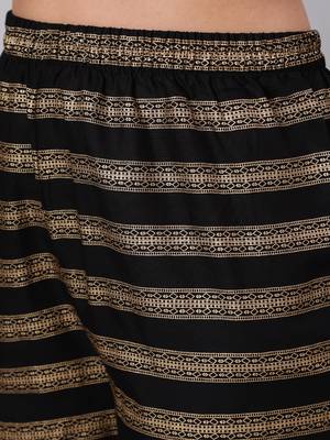 Black Printed Viscose rayon Kurta Palazzo With Dupatta Set 3