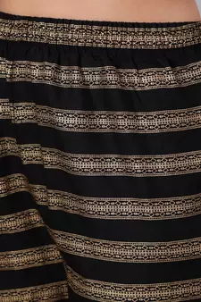 Black Printed Viscose rayon Kurta Palazzo With Dupatta Set