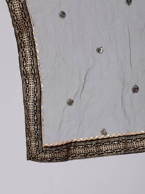 Black Printed Viscose rayon Kurta Palazzo With Dupatta Set 4