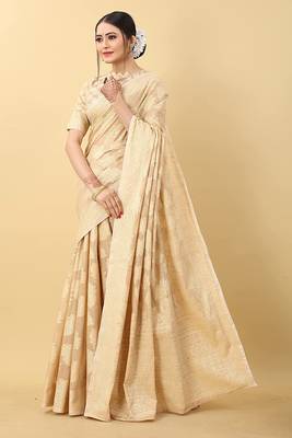  Latest Collection Lakhnavi cotton Silk Designer Indian wear Saree With Blouse 3