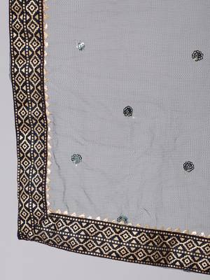 Navy Blue Printed Viscose rayon Kurta Palazzo With Dupatta Set 4