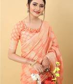  Latest Collection Lakhnavi cotton Silk Designer Indian wear Saree With Blouse