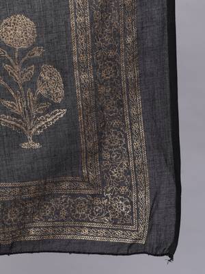 Black Printed Cotton Kurta Palazzo With Dupatta Set 4