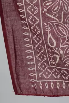 Burgundy Printed Cotton Kurta Palazzo With Dupatta Set