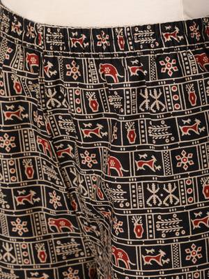 Black Printed Cotton Kurta Palazzo With Dupatta Set 3