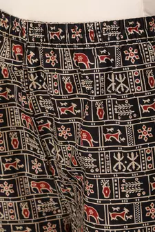 Black Printed Cotton Kurta Palazzo With Dupatta Set