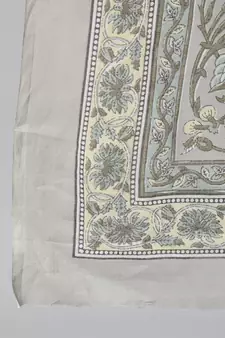 Grey Printed Cotton Kurta Palazzo With Dupatta Set