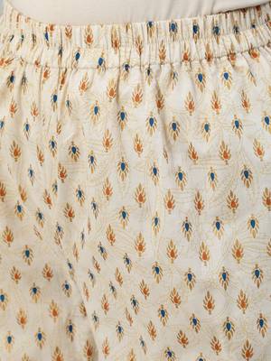 Cream Printed Cotton Kurta Palazzo With Dupatta Set 3