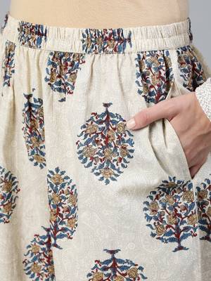 Maroon Printed Cotton Kurta Palazzo With Dupatta Set 3