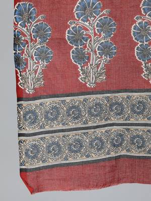 Maroon Printed Cotton Kurta Palazzo With Dupatta Set 4
