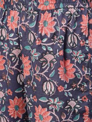 Blue Printed Cotton Kurta Palazzo With Dupatta Set 3