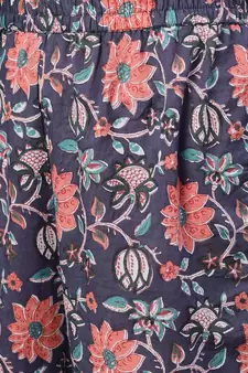 Blue Printed Cotton Kurta Palazzo With Dupatta Set