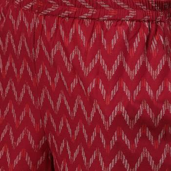 Burgundy Printed Cotton Kurta Palazzo With Dupatta Set 3