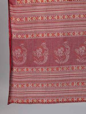 Burgundy Printed Cotton Kurta Palazzo With Dupatta Set 4