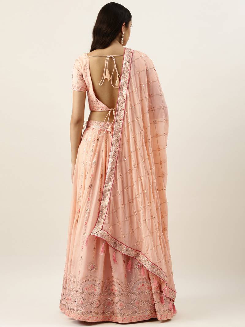 Light Peach Semi-Stitched Heavy Designer Lehenga Choli main image 0