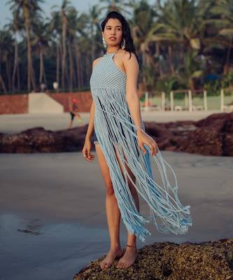 Macrame Top Long - Blue 1