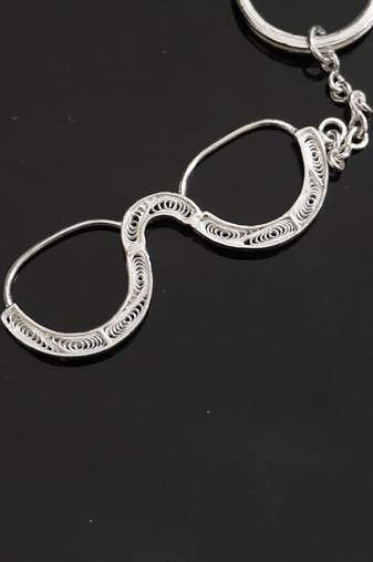 Pince-nez Sterling Silver Keychain
