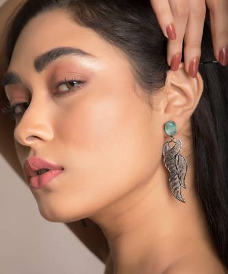 wave silver filigree dangler earring 2
