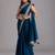 Navy blue dori and sequins embroidered art silk wedding saree for bride