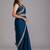 Navy blue dori and sequins embroidered art silk wedding saree for bride