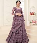 Lavender color Net Festival A Line Lehenga Choli