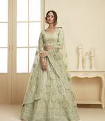 Mint Green color Net Festival A Line Lehenga Choli