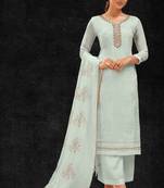  Light Blue Thread Embroidered Georgette Designer Salwar Kameez