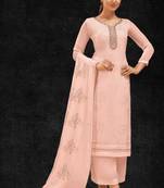 Light Peach Sequins Embroidered Georgette Wedding Salwar Kameez
