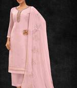 Light Pink Zari Embroidered Georgette Indian Salwar Kameez