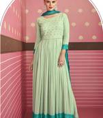 Mint Green Cotton Thread Work Festival Wear Salwar Kameez