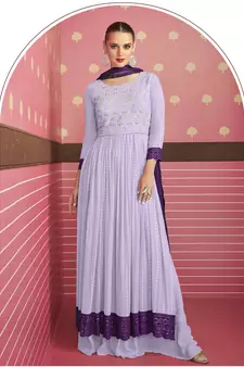 Light Purple Cotton Thread Work Festival Wear Salwar Kameez