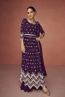 Dark purple Color Embroidered Festival Salwar Kameez