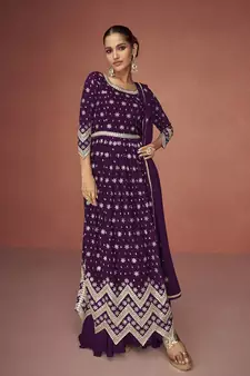 Dark purple Color Embroidered Festival Salwar Kameez