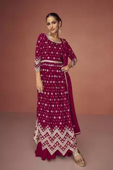Dark Magenta Color Embroidered Festival Salwar Kameez