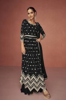 Black Color Embroidered Festival Salwar Kameez
