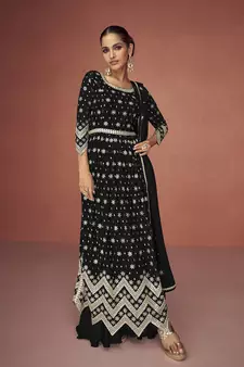 Black Color Embroidered Festival Salwar Kameez