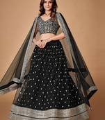 Black 3Mm And 5Mm Sequins Embroidered Net Lehenga Choli