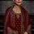 Blood Red Color Velvet Embroidery Work Designer Suit